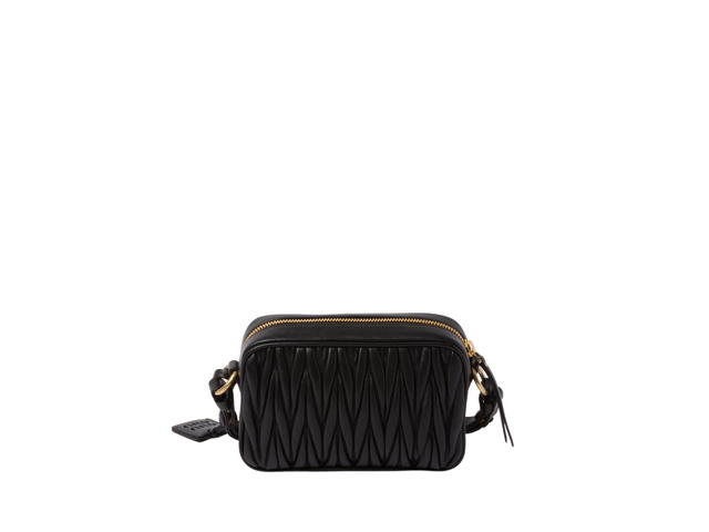 Miu Miu Miu Miu Matelassé Nappa Leather Shoulder Bag In Leather With Metal Lettering Logo-Gold-Tone Hardware Black - view 2