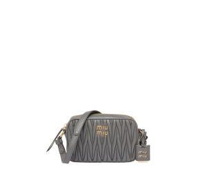 Buy Miu Miu Matelassé Nappa Leather Shoulder Bag In Leather With Metal Lettering Logo-Gold-Tone Hardware Marble Gray at Sasom – Authentic and Ready to Ship