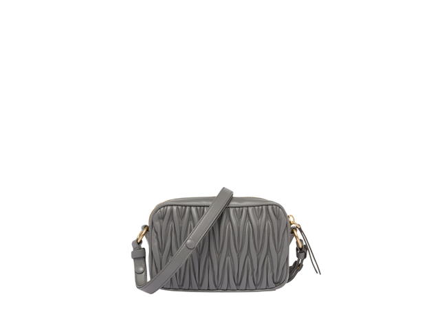 Miu Miu Miu Miu Matelassé Nappa Leather Shoulder Bag In Leather With Metal Lettering Logo-Gold-Tone Hardware Marble Gray - view 2