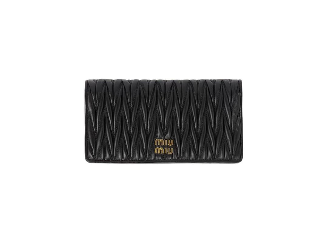 Miu Miu Miu Miu Matelassé Nappa Leather Smartphone Case With Metal Lettering Logo Black
