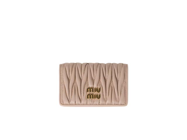 Miu Miu Miu Miu Matelassé Card Holder In Nappa Leather With Metal Powder Pink - view 1