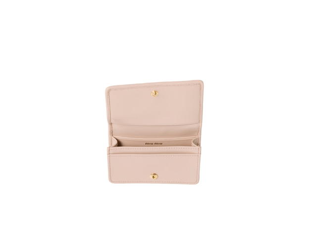Miu Miu Miu Miu Matelassé Card Holder In Nappa Leather With Metal Powder Pink - view 2