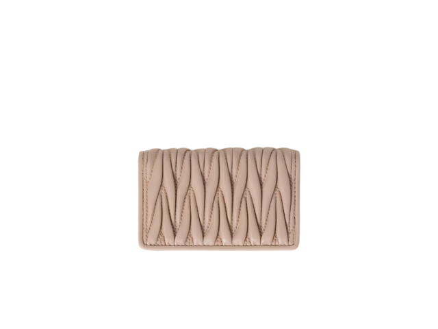 Miu Miu Miu Miu Matelassé Card Holder In Nappa Leather With Metal Powder Pink - view 3