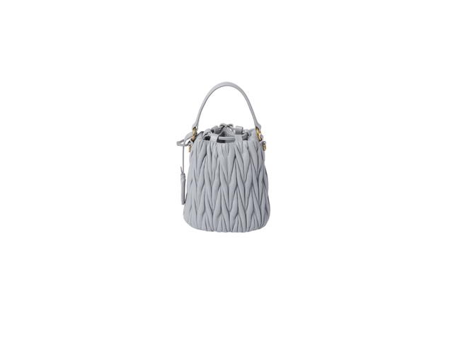 Miu Miu Miu Miu Matelassé Nappa Leather Bucket Bag With Metal Lettering Logo And Gold-Tone-Steel Hardware Cornflower - view 3