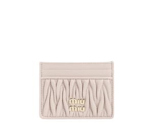 Buy Miu Miu Matelassé Nappa Leather Card Holder In Leather With Metal Lettering Logo Powder Pink at Sasom – Authentic and Ready to Ship