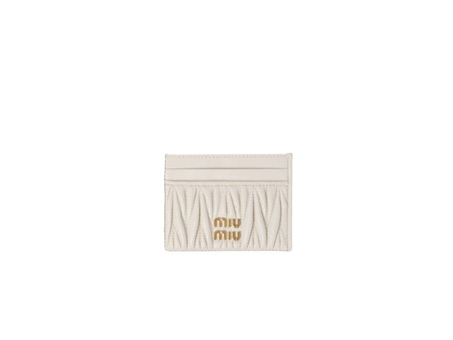 Miu Miu Miu Miu Matelassé Nappa Leather Card Holder With Metal Lettering Logo White - view 1