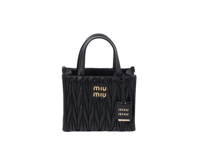 Miu Miu Miu Miu Matelasse Handbag In Nappa Leather With Metal Lettering Logo And Gold-Tone Hardware Black - view 1