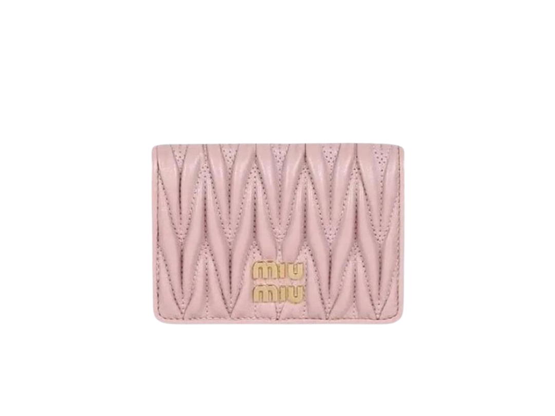 Miu Miu Miu Miu Matelasse Nappa Leather Card Holder Alabaster Pink