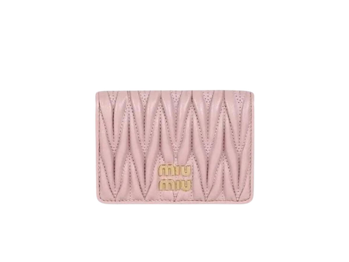 Miu Miu Miu Miu Matelasse Nappa Leather Card Holder Alabaster Pink