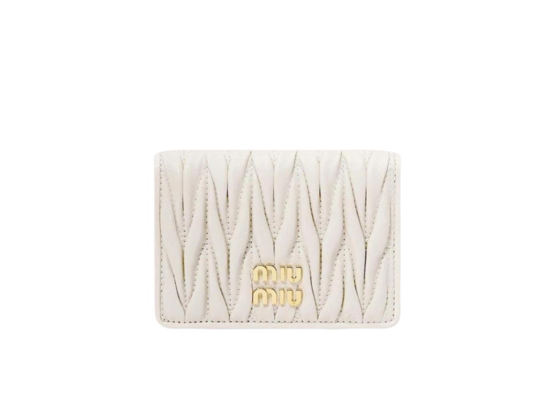 Miu Miu Miu Miu Matelasse Nappa Leather Card Holder White