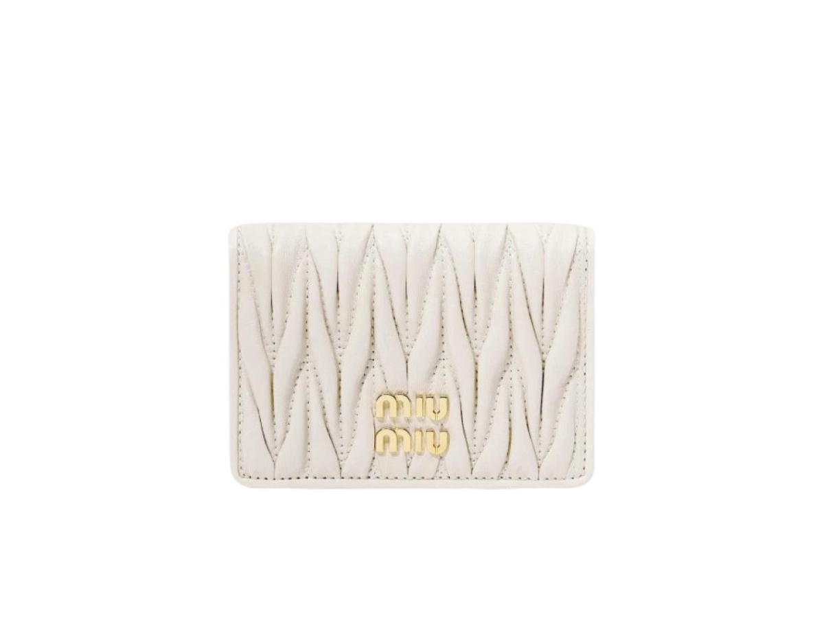 Miu Miu Miu Miu Matelasse Nappa Leather Card Holder White