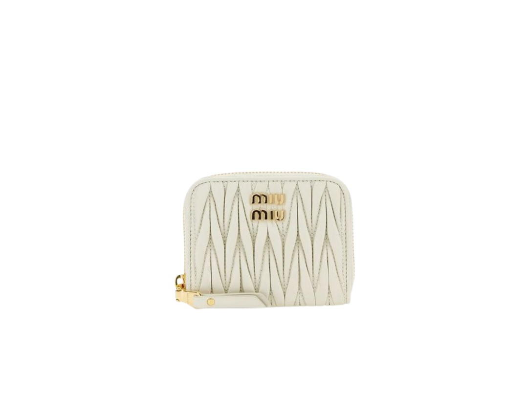 Miu Miu Miu Miu Matelasse Coin Purse In Nappa Leather With Metal White