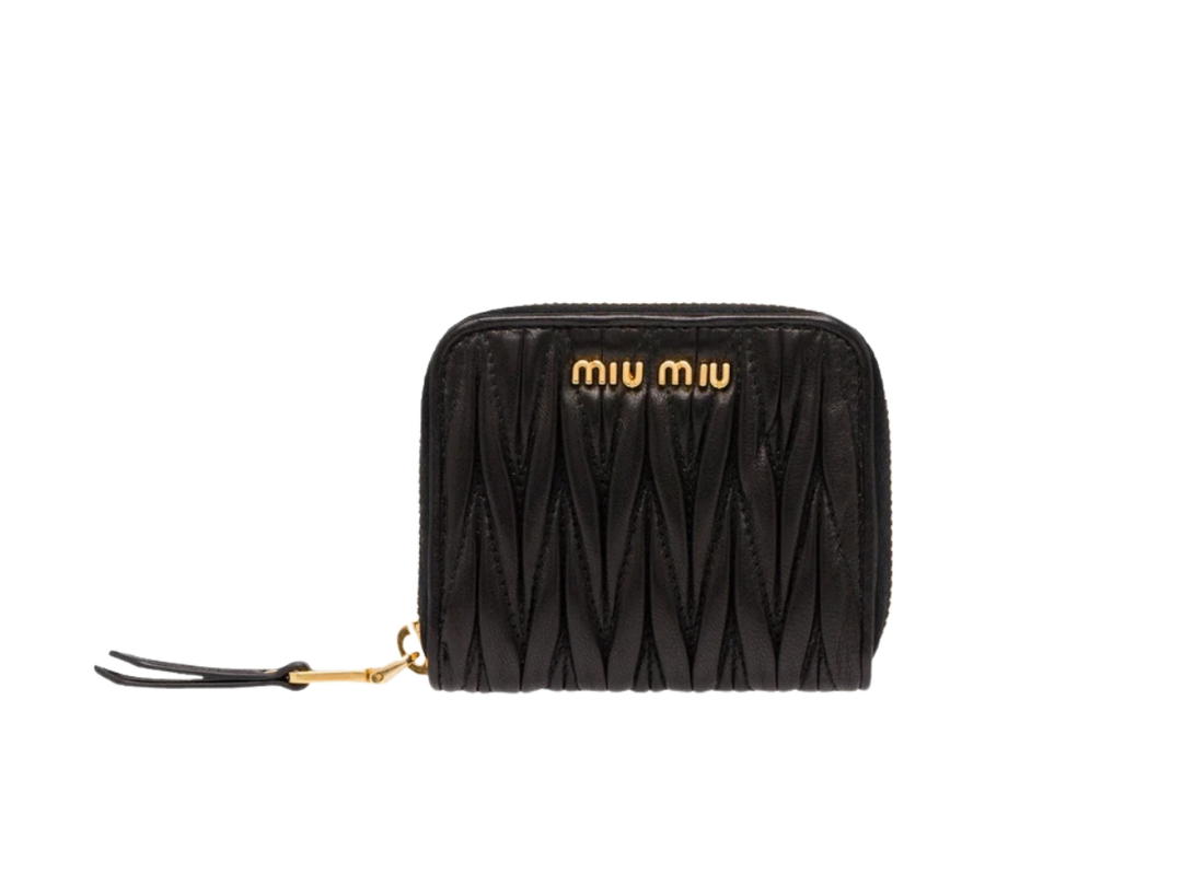Miu Miu Miu Miu Matelasse Nappa Leather Coin Purse With Logo Black