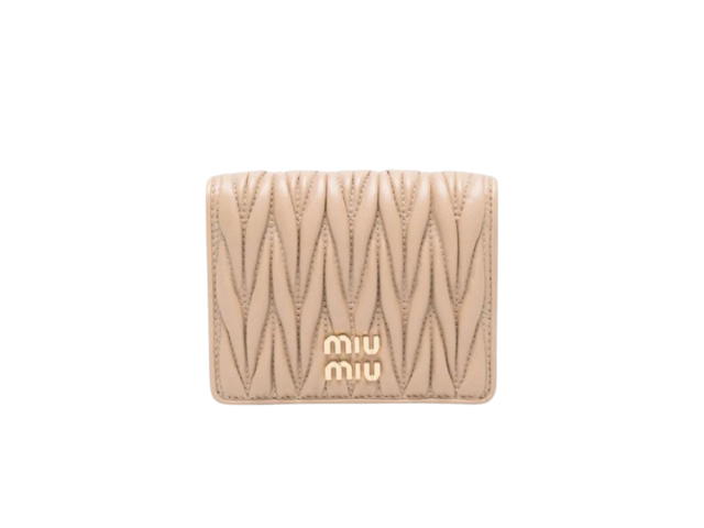 Miu Miu Miu Miu Matelasse Nappa Leather Wallet Sand Beige - view 1