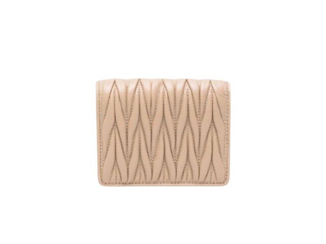Miu Miu Miu Miu Matelasse Nappa Leather Wallet Sand Beige - view 3