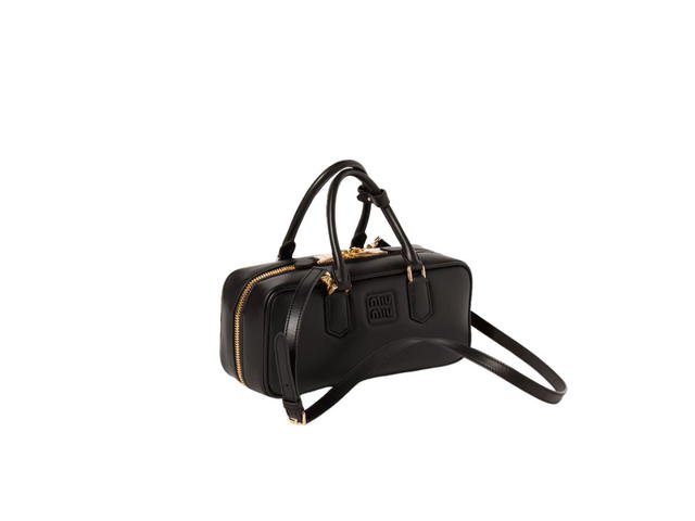 Miu Miu Miu Miu Medium Arcadie Leather Bag With Gold-Tone Hardware Black - view 2