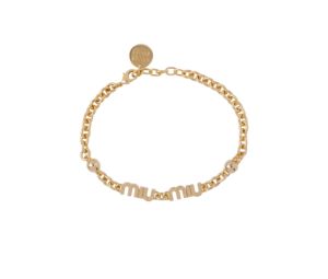 Buy Miu Miu Metal Bracelet With Visible Logo Gold at Sasom – Authentic and Ready to Ship