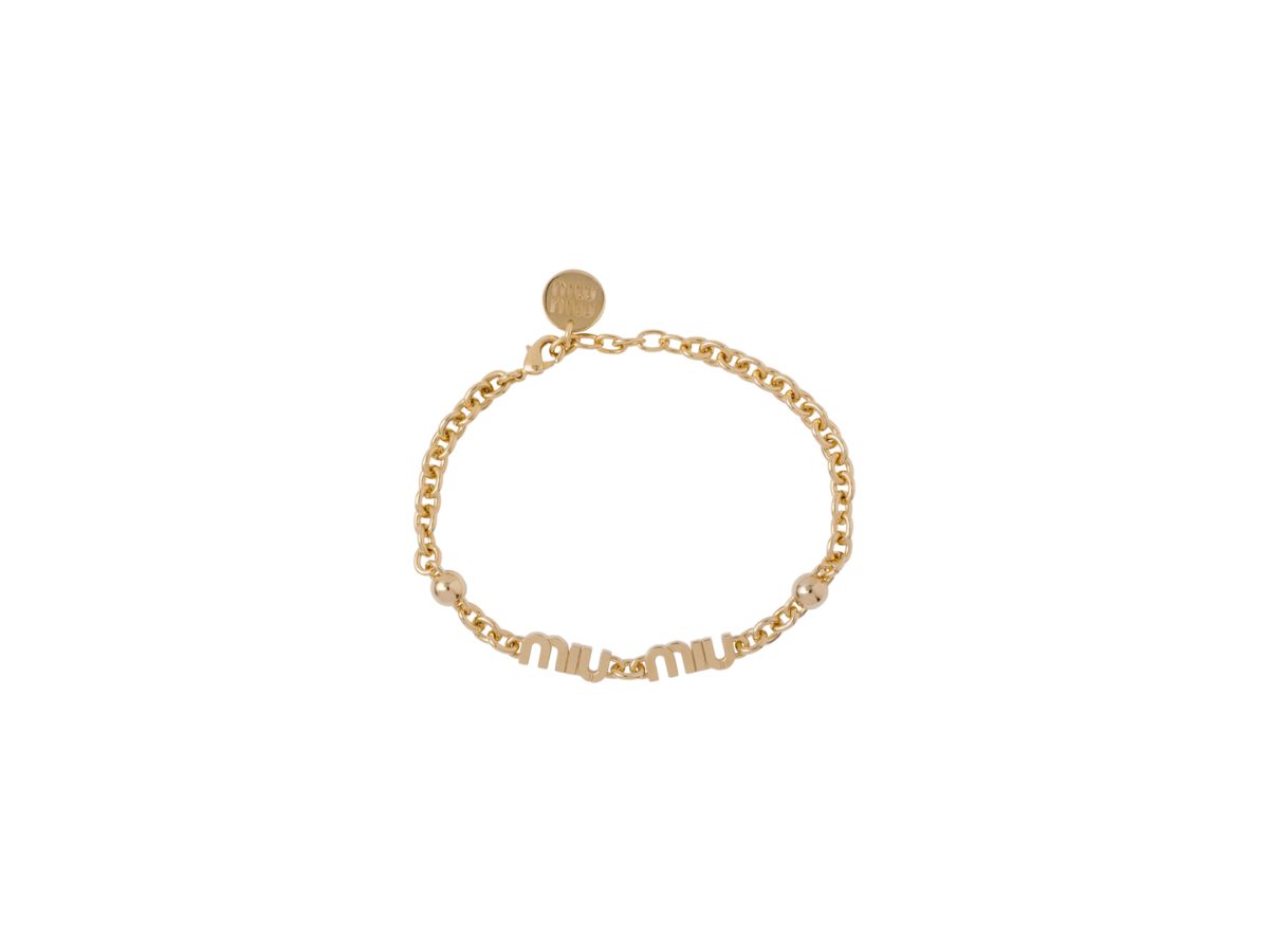 Miu Miu Miu Miu Metal Bracelet With Visible Logo Gold