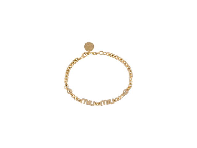 Miu Miu Miu Miu Metal Bracelet With Visible Logo Gold - view 1