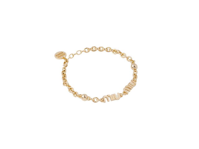 Miu Miu Miu Miu Metal Bracelet With Visible Logo Gold - view 2