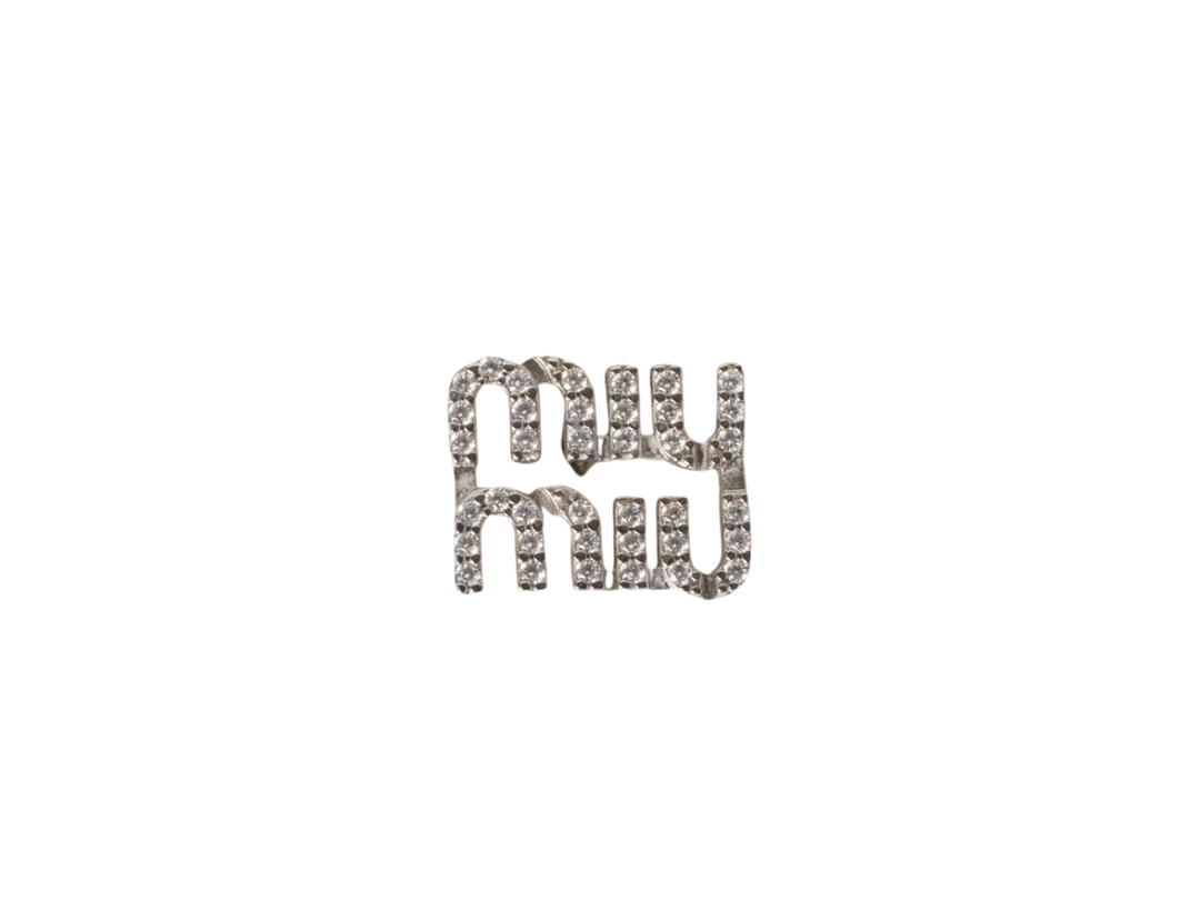 Miu Miu Miu Miu Metal Brooch With Crystals Steel Crystal