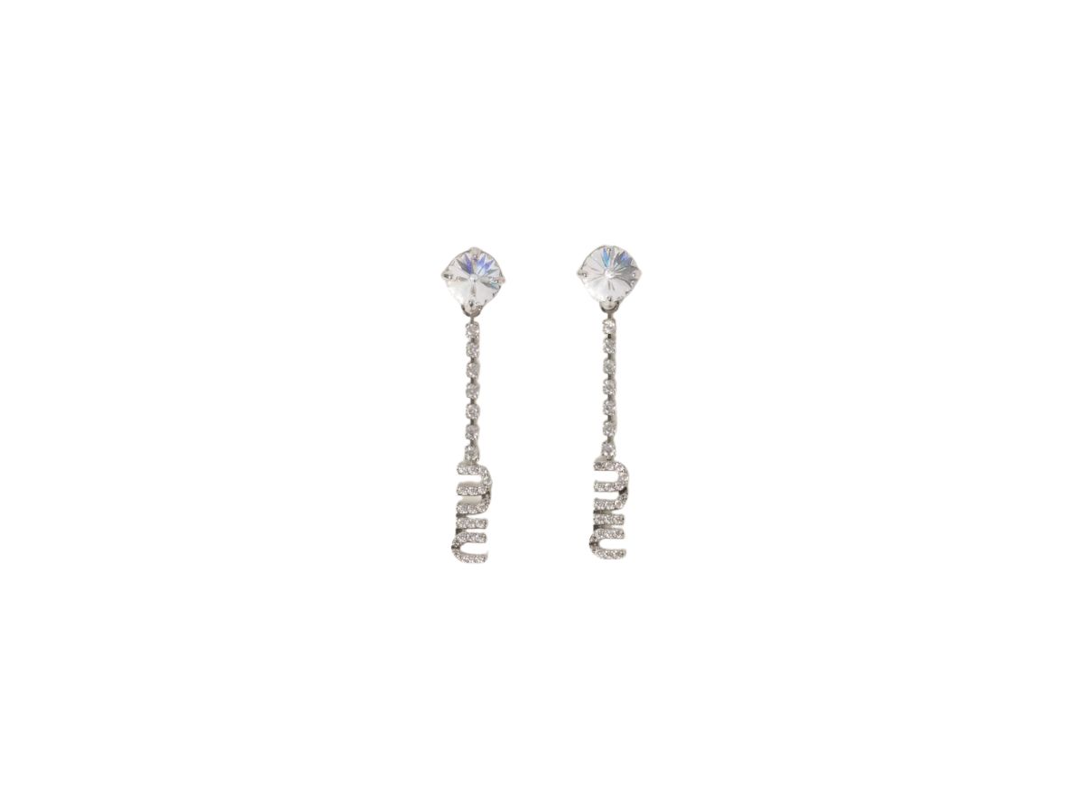 Miu Miu Miu Miu Metal earrings with crystals Visible logo Steel-Crystal