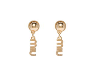 Buy Miu Miu Metal Earrings For Pierced Ears With Visible Logo Gold at Sasom – Authentic and Ready to Ship