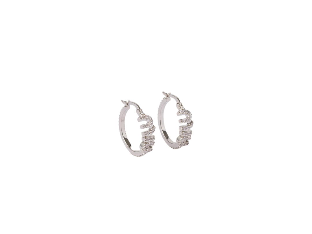 Miu Miu Miu Miu Metal Earrings With Artificial Crystals Steel-Crystal