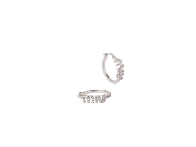 Miu Miu Miu Miu Metal Earrings With Artificial Crystals Steel-Crystal - view 2