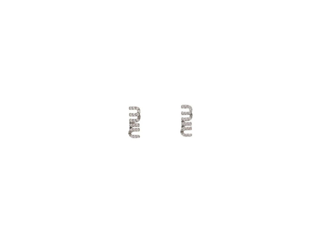 Miu Miu Miu Miu Metal Earrings With Visible Logo Crystals Steel-Crystal