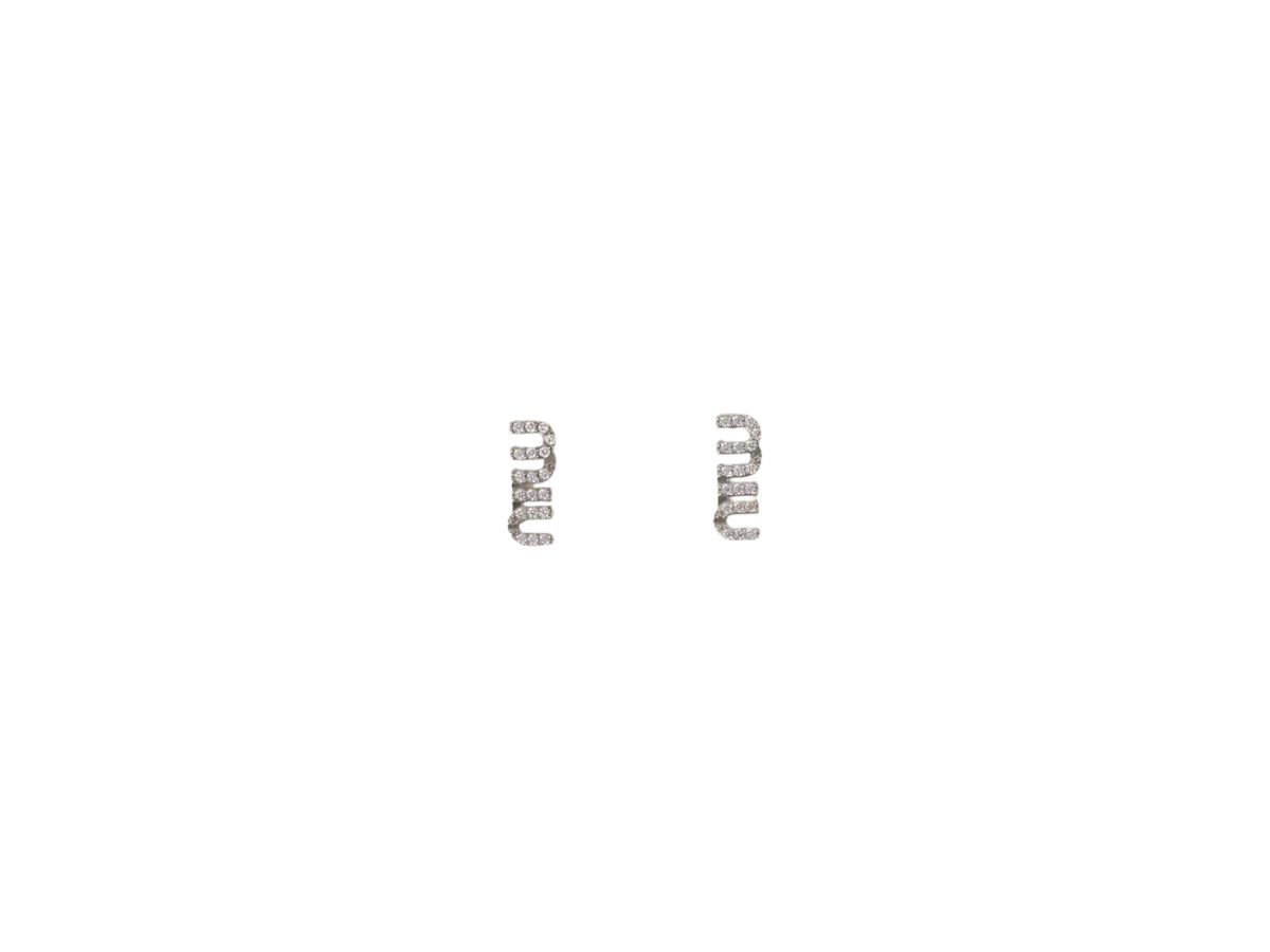 Miu Miu Miu Miu Metal Earrings With Visible Logo Crystals Steel-Crystal
