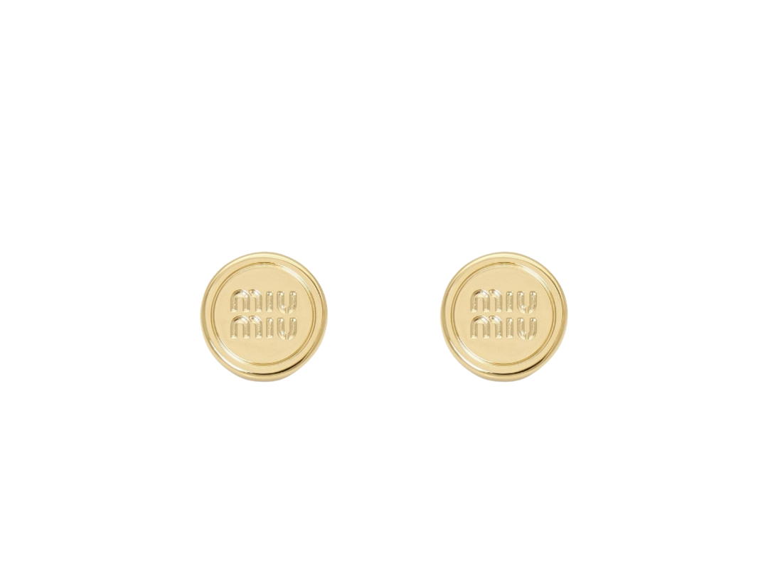 Miu Miu Miu Miu Metal Earrings With Visible Logo Gold