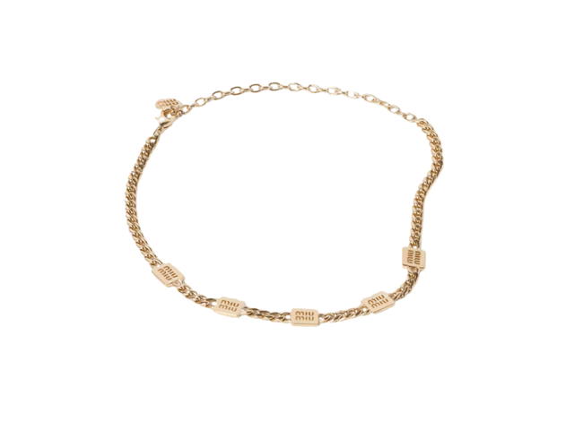 Miu Miu Miu Miu Metal Necklace In Perforated Logo Gold - view 1