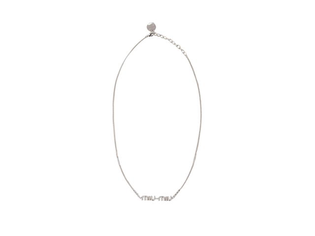 Miu Miu Miu Miu Metal Necklace With Crystals In Metal-Visible Logo With Artificial Crystals Steel-Crystal - view 1