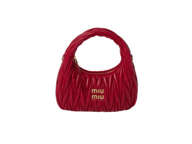 Miu Miu Miu Miu Mini Hobo Bag In Wander Matelassé Nappa Leather With Gold-Tone Hardware Red - view 1