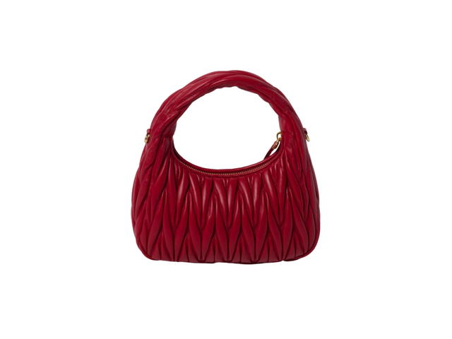 Miu Miu Miu Miu Mini Hobo Bag In Wander Matelassé Nappa Leather With Gold-Tone Hardware Red - view 2