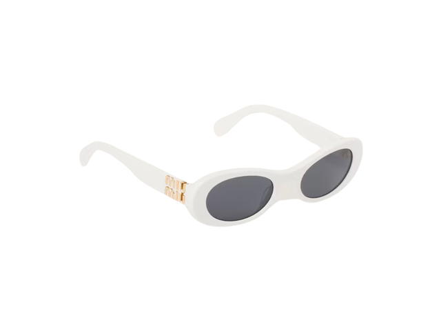 Miu Miu Miu Miu Miu Glimpse Sunglasses In Chalk White Acetate Frame With Slate Gray Lenses - view 1