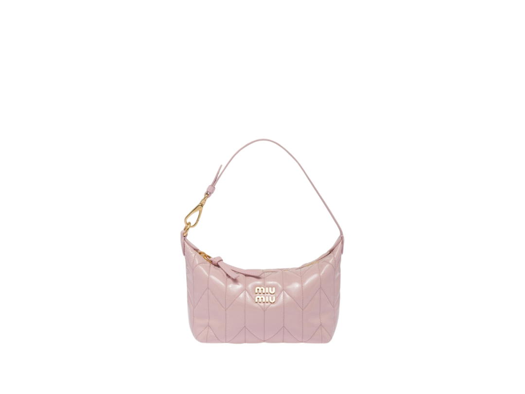 Miu Miu Miu Miu Miu Spirit Matelassé Ciré Mini-Bag In Leather With Metal Lettering Logo Pink