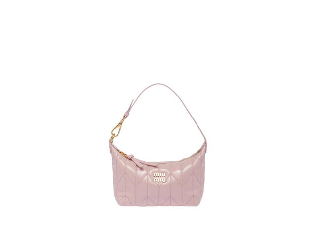 Miu Miu Miu Miu Miu Spirit Matelassé Ciré Mini-Bag In Leather With Metal Lettering Logo Pink - view 1