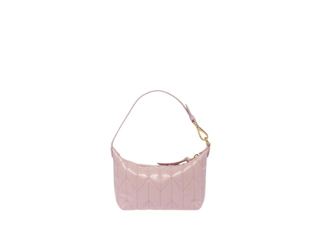 Miu Miu Miu Miu Miu Spirit Matelassé Ciré Mini-Bag In Leather With Metal Lettering Logo Pink - view 2