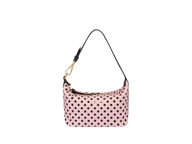 Miu Miu Miu Miu Miu Spirit Printed Faille Mini-Bag In Leather and Nylon With Metal Pink - view 1