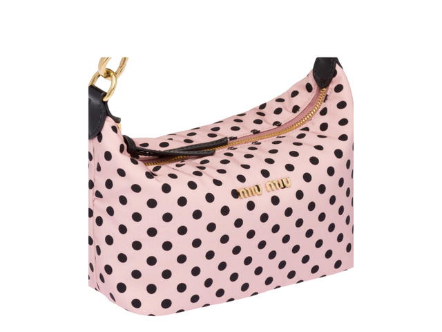 Miu Miu Miu Miu Miu Spirit Printed Faille Mini-Bag In Leather and Nylon With Metal Pink - view 4