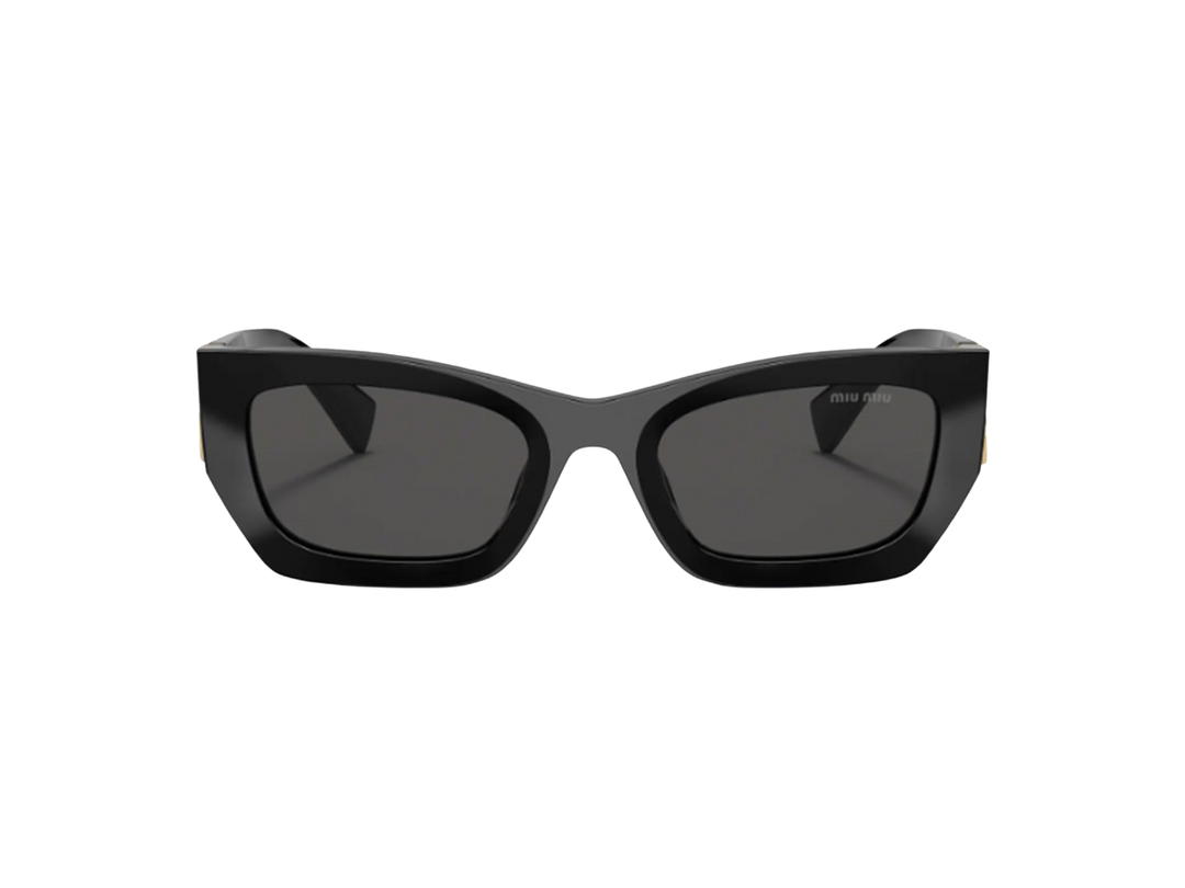 Miu Miu Miu Miu MU 09WS Sunglasses In Black Frame Gold Logo With Grey Lens