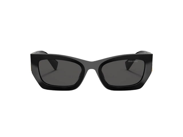Miu Miu Miu Miu MU 09WS Sunglasses In Black Frame Gold Logo With Grey Lens - view 1