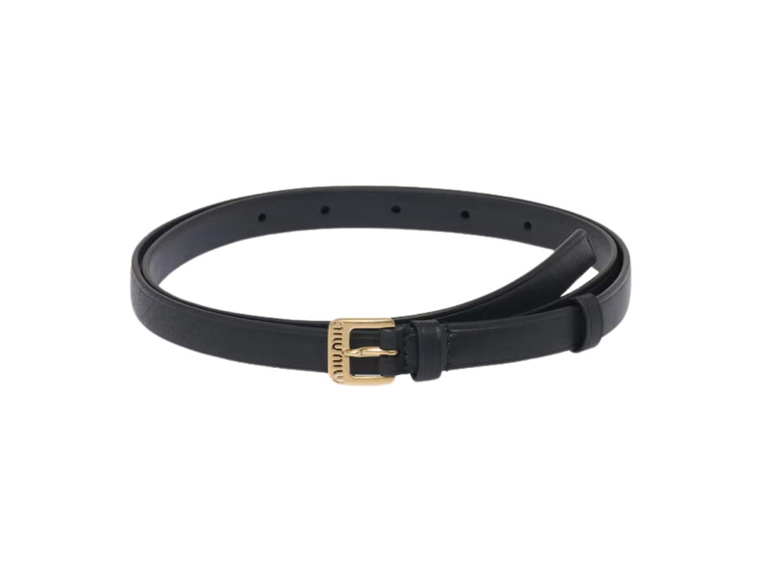 Miu Miu Miu Miu Nappa Leather Belt With Metal Buckle Black (1.5cm)