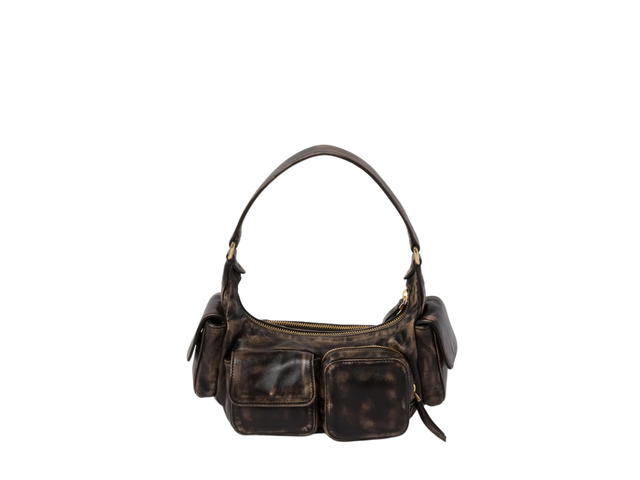 Miu Miu Miu Miu Nappa Leather Pocket Bag In Leather-Lettering Logo Embossed On Pocket With Gold-Tone Hardware Sand-Coffee - view 2