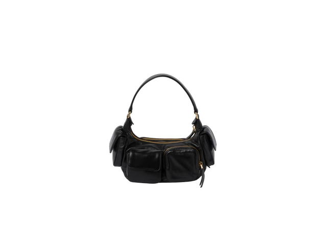Miu Miu Miu Miu Nappa Leather Pocket Bag With Embossed Lettering Logo And Gold-Tone Hardware Black - view 2