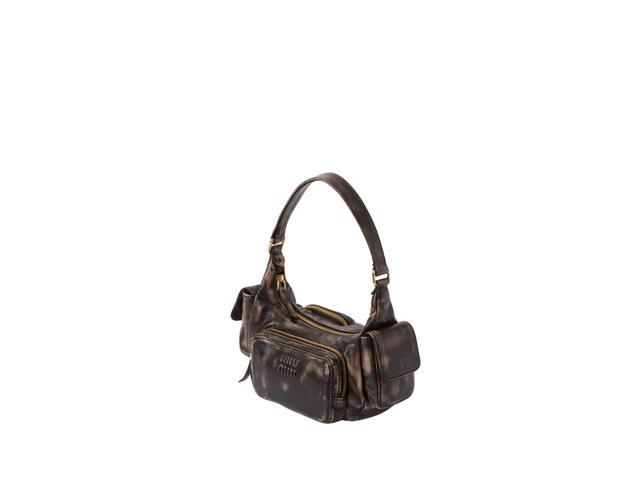 Miu Miu Miu Miu Nappa Leather Pocket Bag With Embossed Lettering Logo And Gold-Tone Hardware Sand-Coffee - view 2
