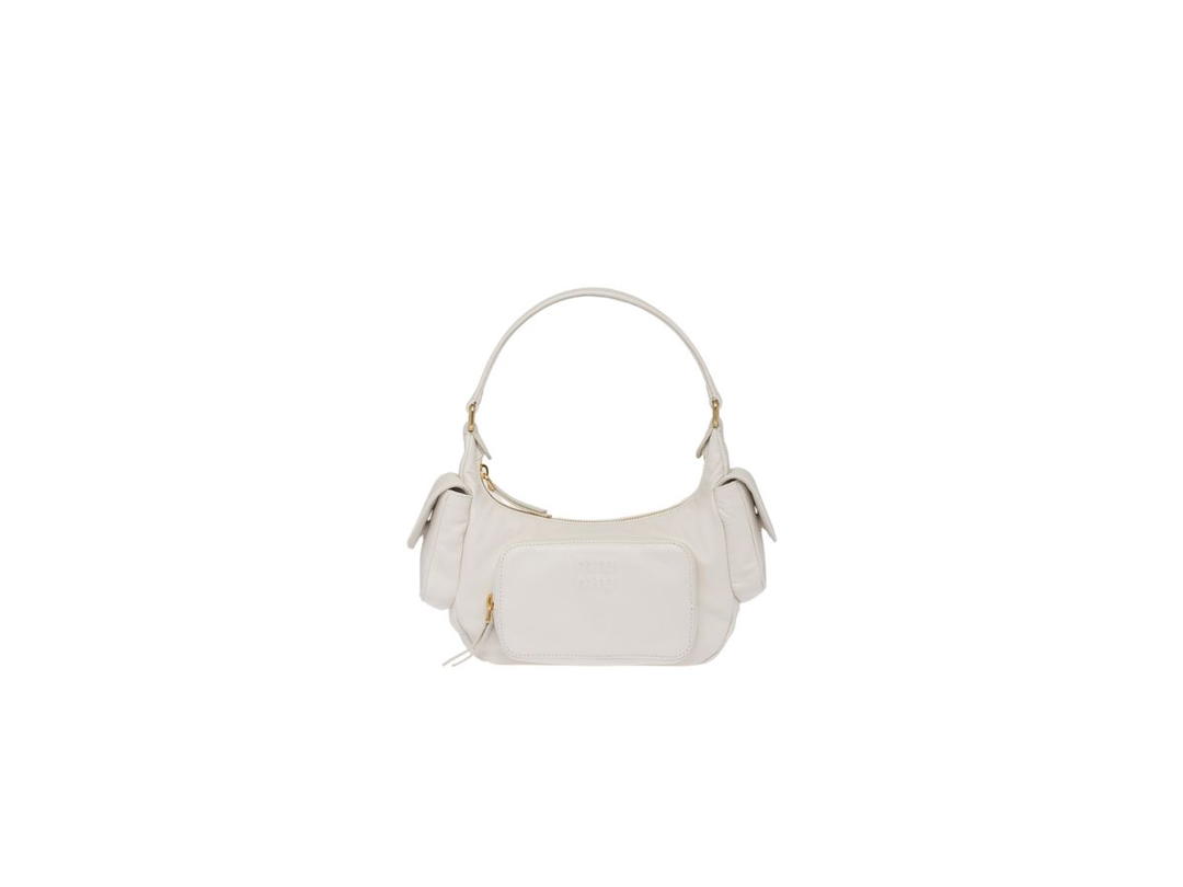Miu Miu Miu Miu Nappa Leather Pocket Bag With Gold-Tone Hardware White