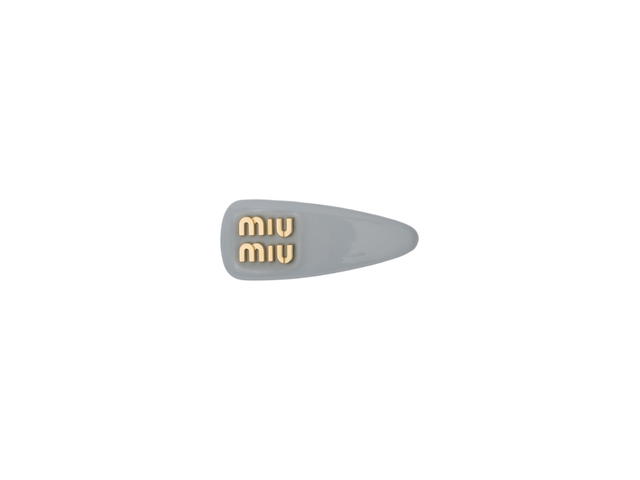 Miu Miu Miu Miu Patent Leather Hair Clip With Metal Lettering Logo Cornflower - view 1